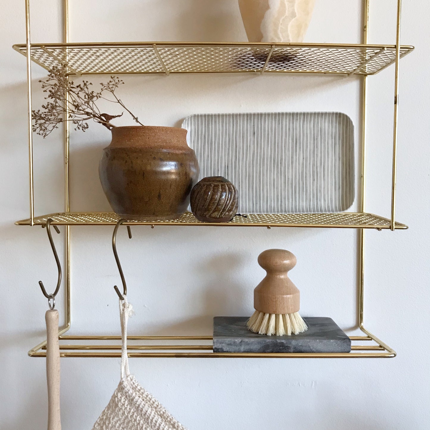 Vintage Gold Wire Shelving Rack