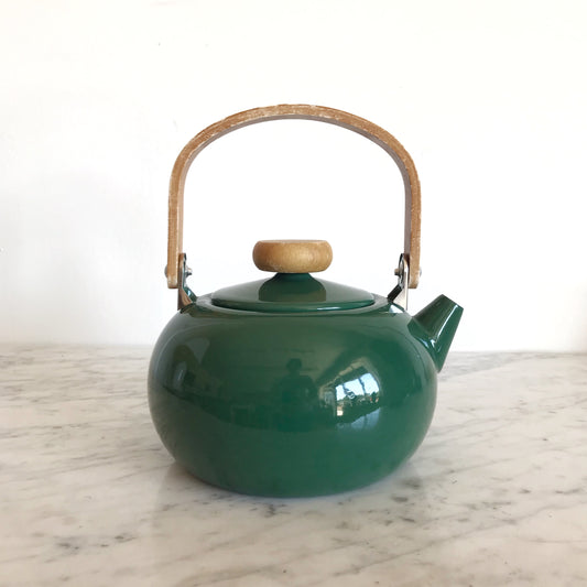 Vintage Green Enamel Kettle