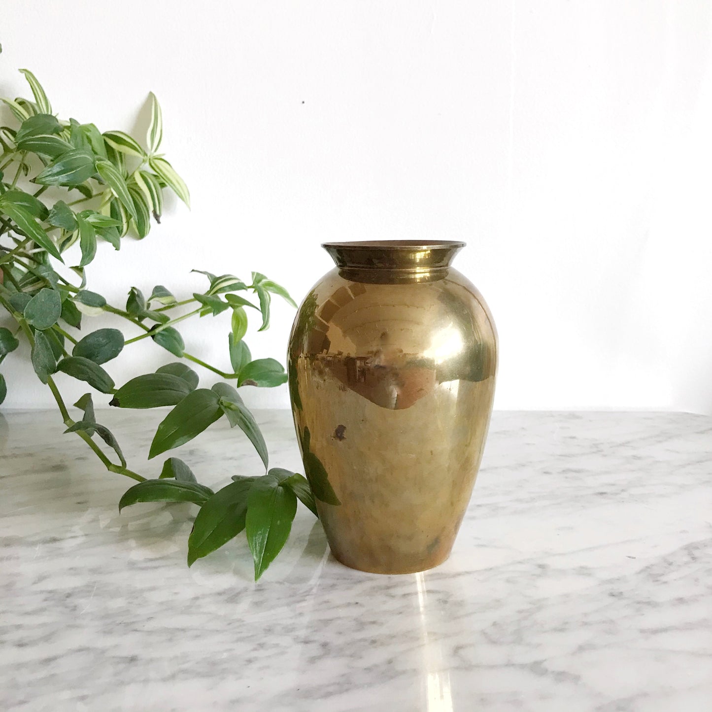 Vintage Brass Urn Vase, 6”