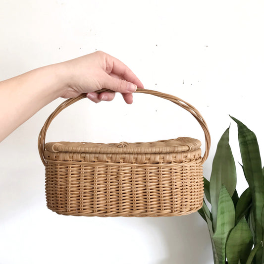Vintage Locking Wicker Basket Purse