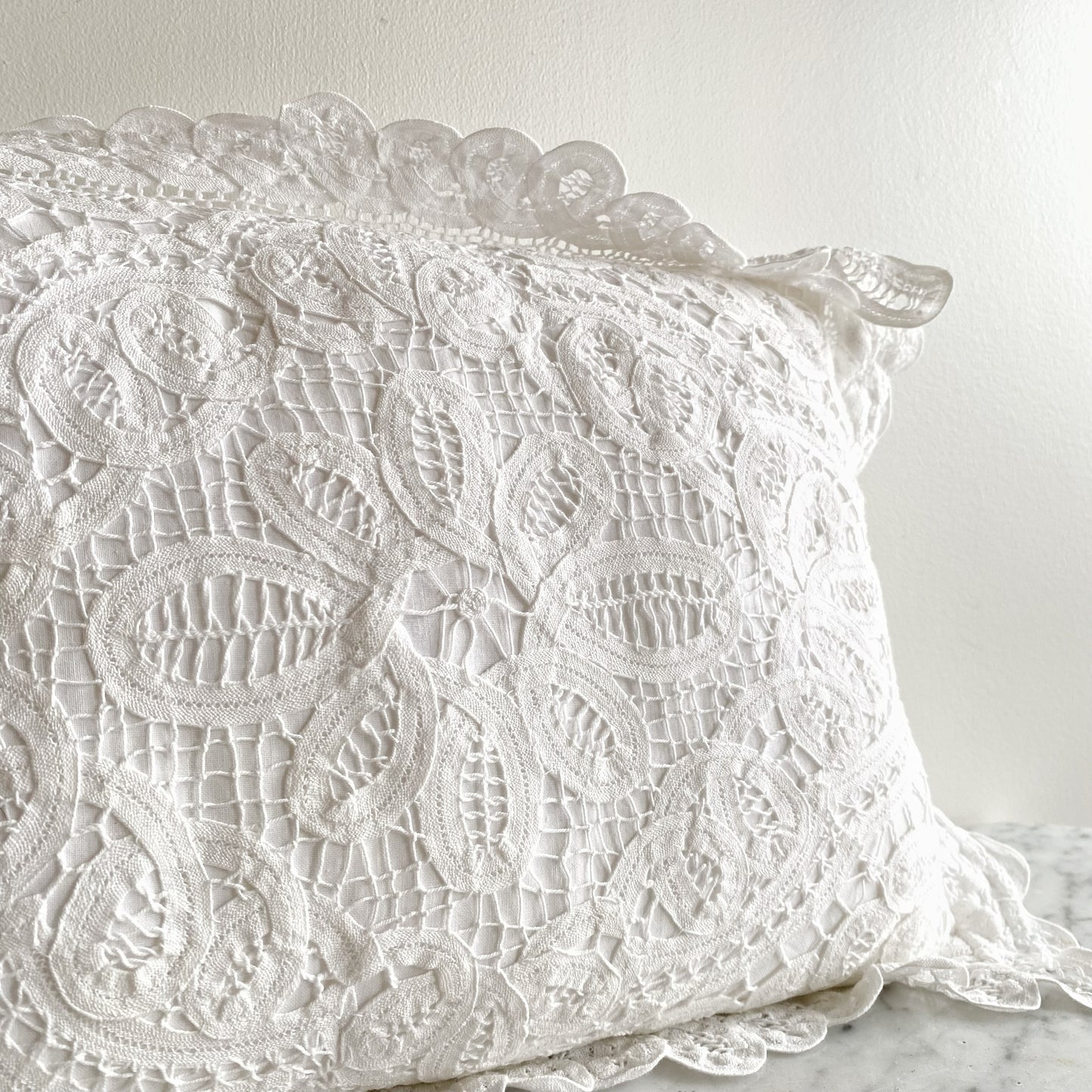 Vintage Crochet Lace Pillow, 11x14