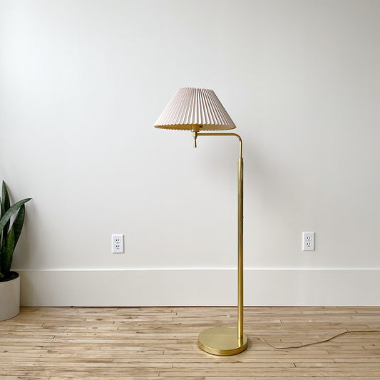 Vintage Brass Floor Lamp with Dual-Shade