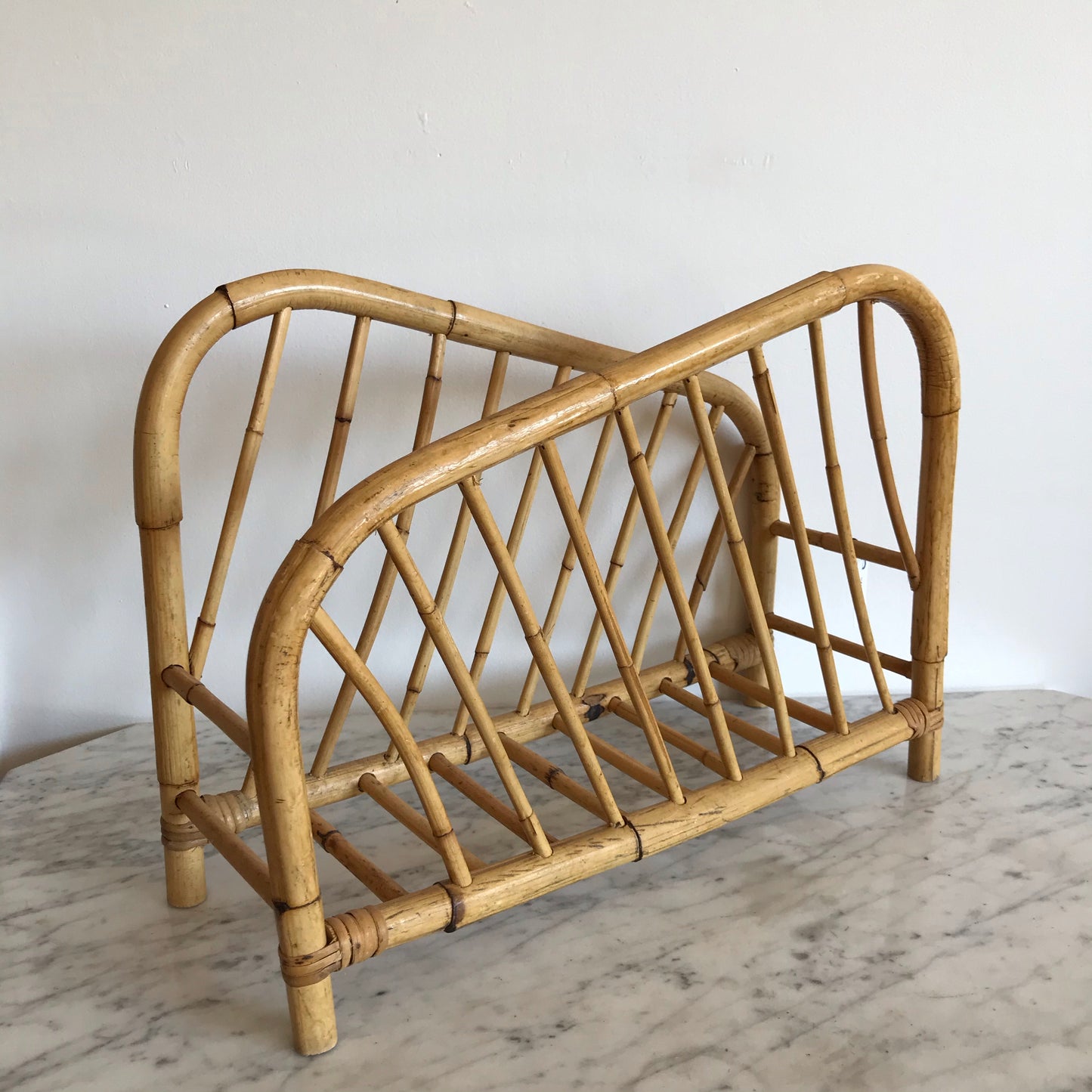 Angular Rattan Magazine Holder