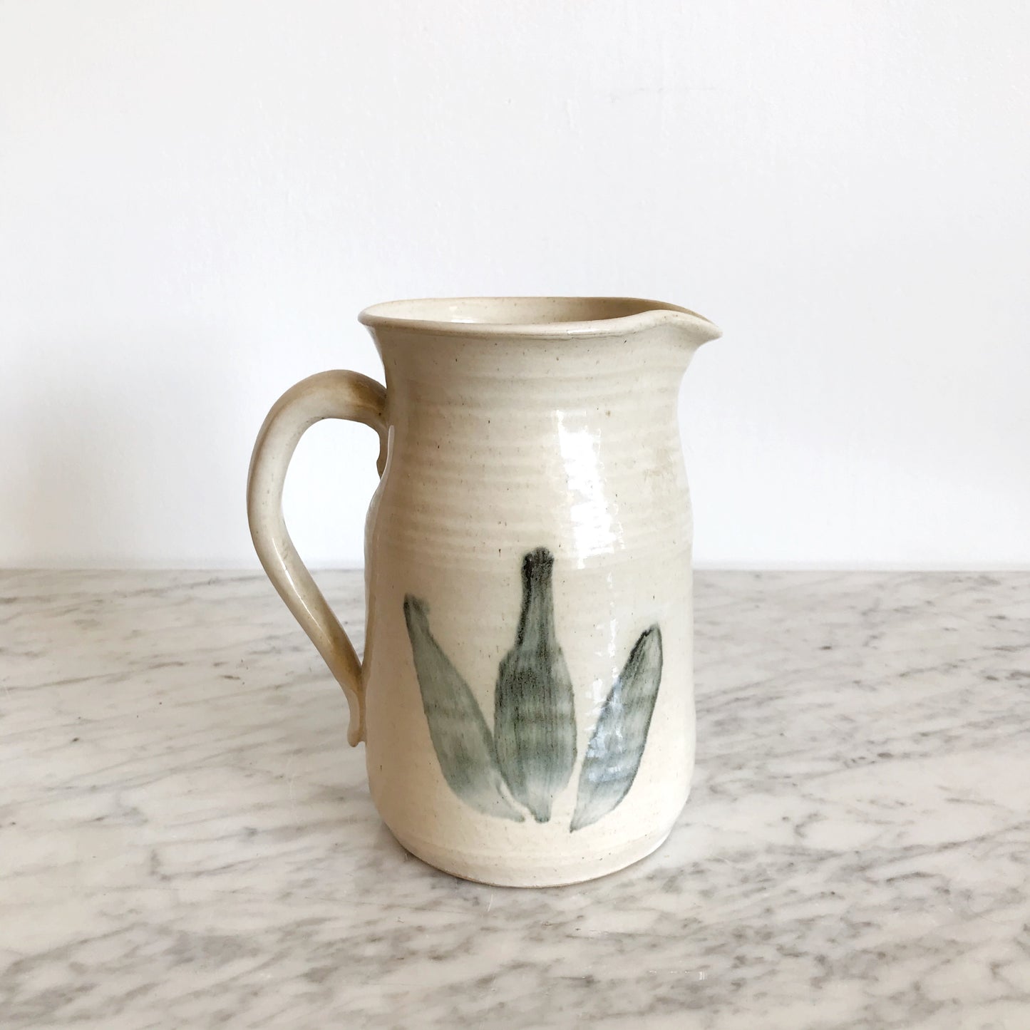 Vintage Stoneware Pitcher with Abstract Strokes