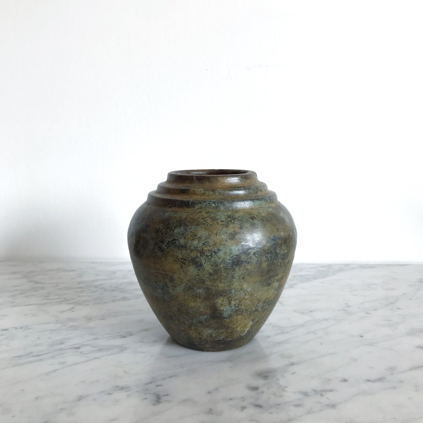 Found Tiered Metal Vase with Patina