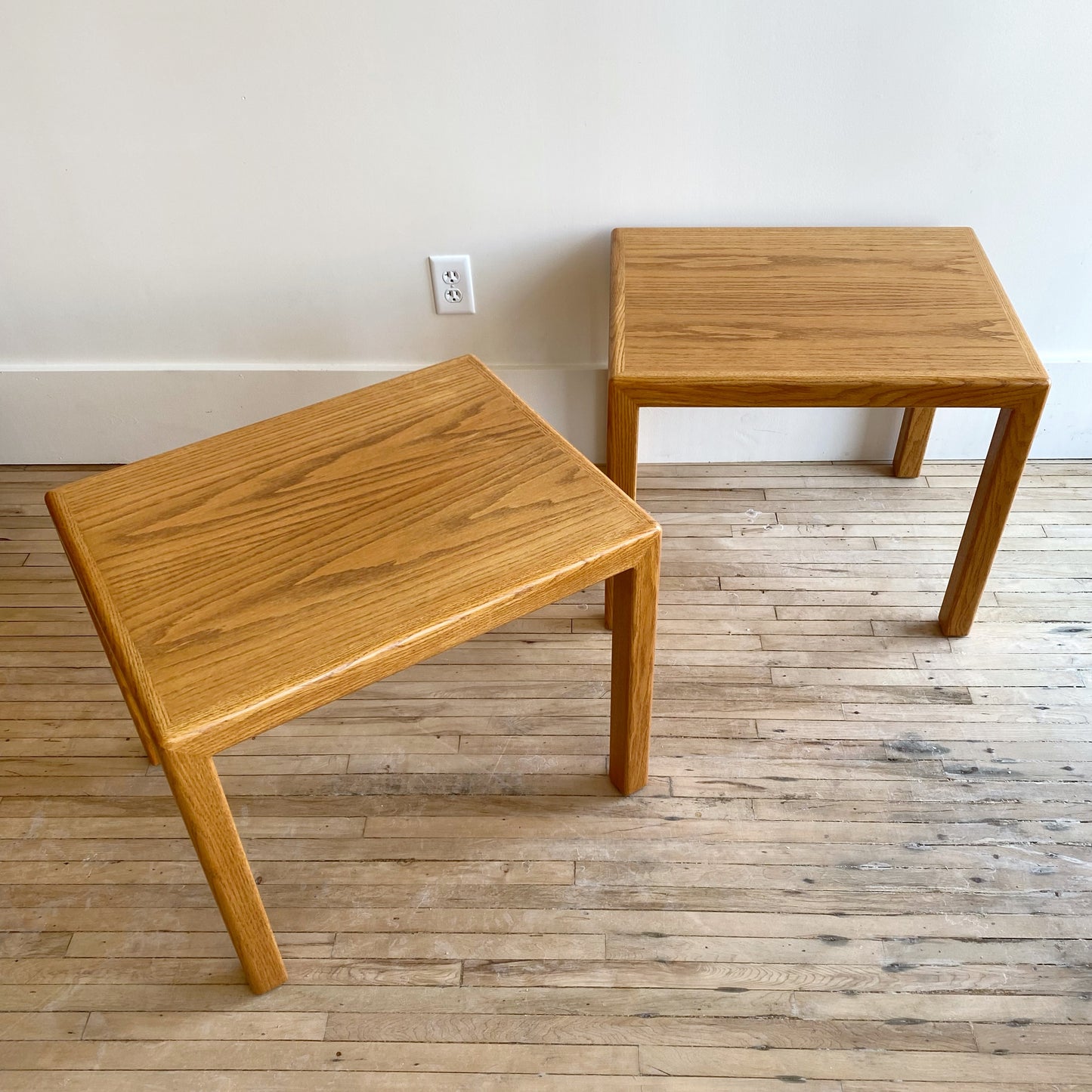 Pair of Vintage Solid Oak End Tables