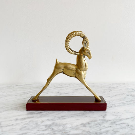 Vintage Brass Ram / Antelope on Stand