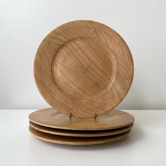 Set of 4 Humble Turned Wood Plates