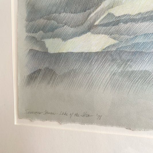 Vintage Original Drawing “Summer Storm Lake Of The Isle“