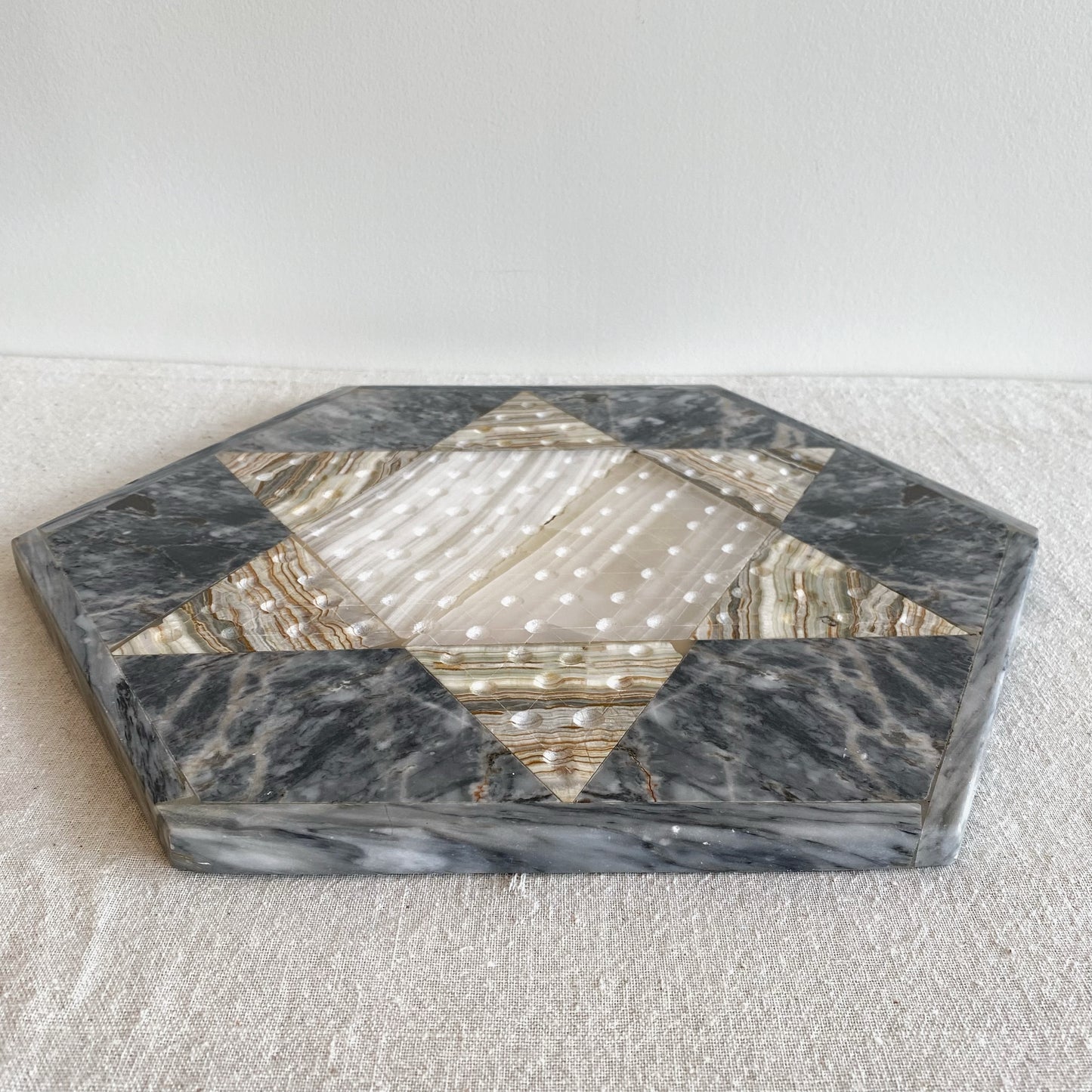 Vintage Marble Stone Chinese Checker Board