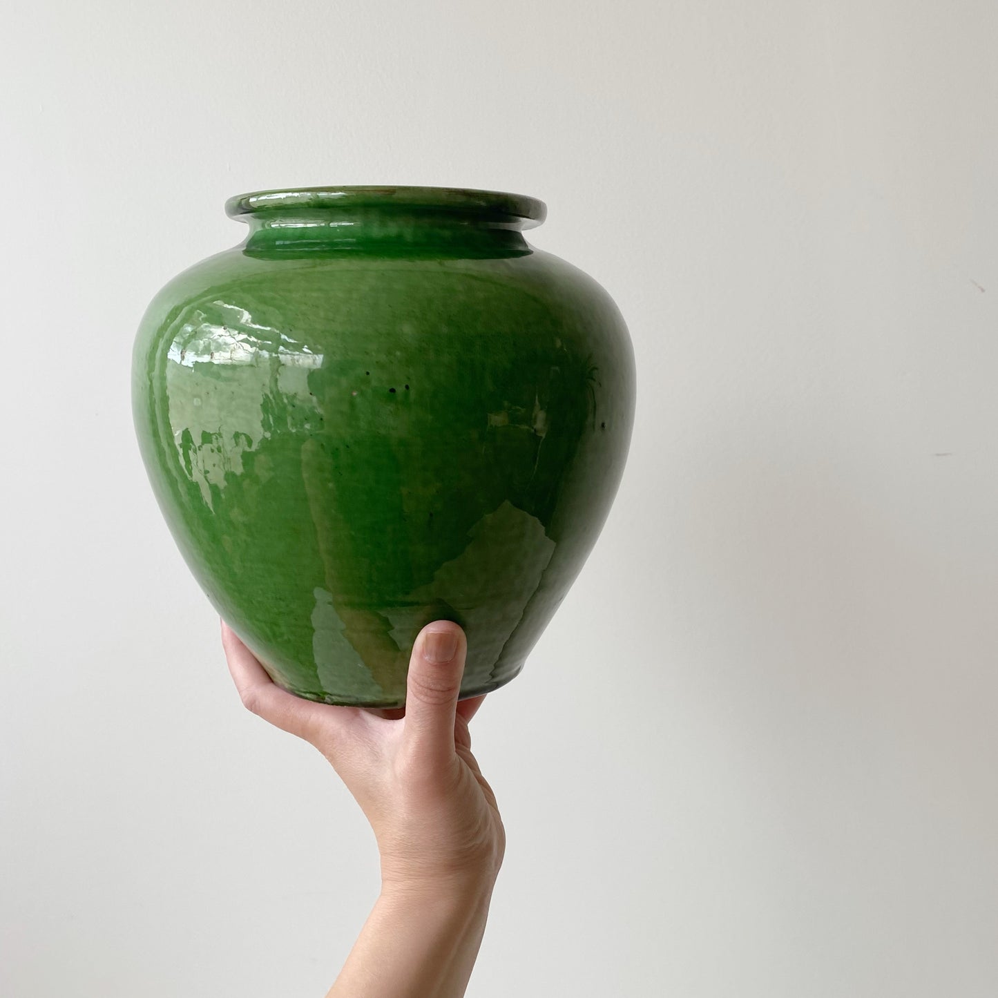 Vintage French Green Clay Vessel