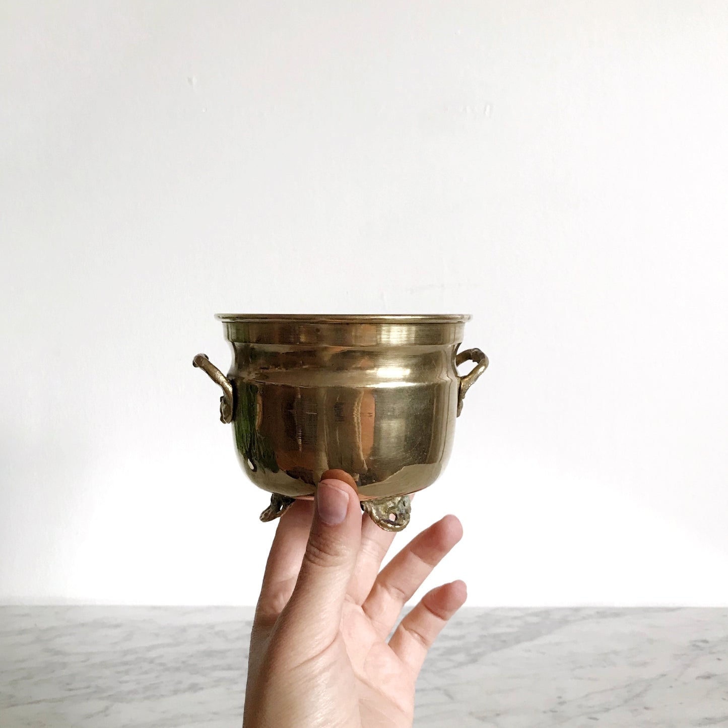 Cute Vintage Footed Brass Planter