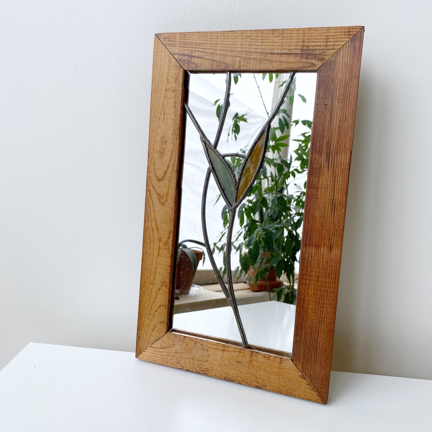 Vintage Stained Glass Accent Mirror