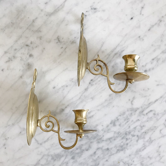 Pair of Vintage Brass Candle Sconces